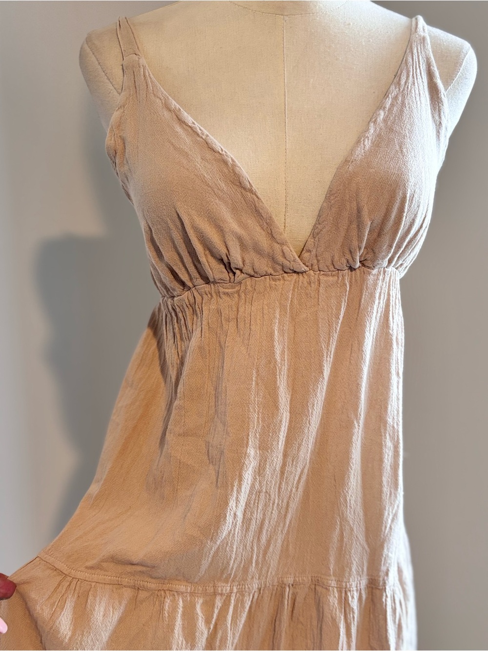 Seaspell Resort Wear Taupe Peruvian Cotton Gauze Tiered Maxi Dress Boho Medium - Picture 3 of 7